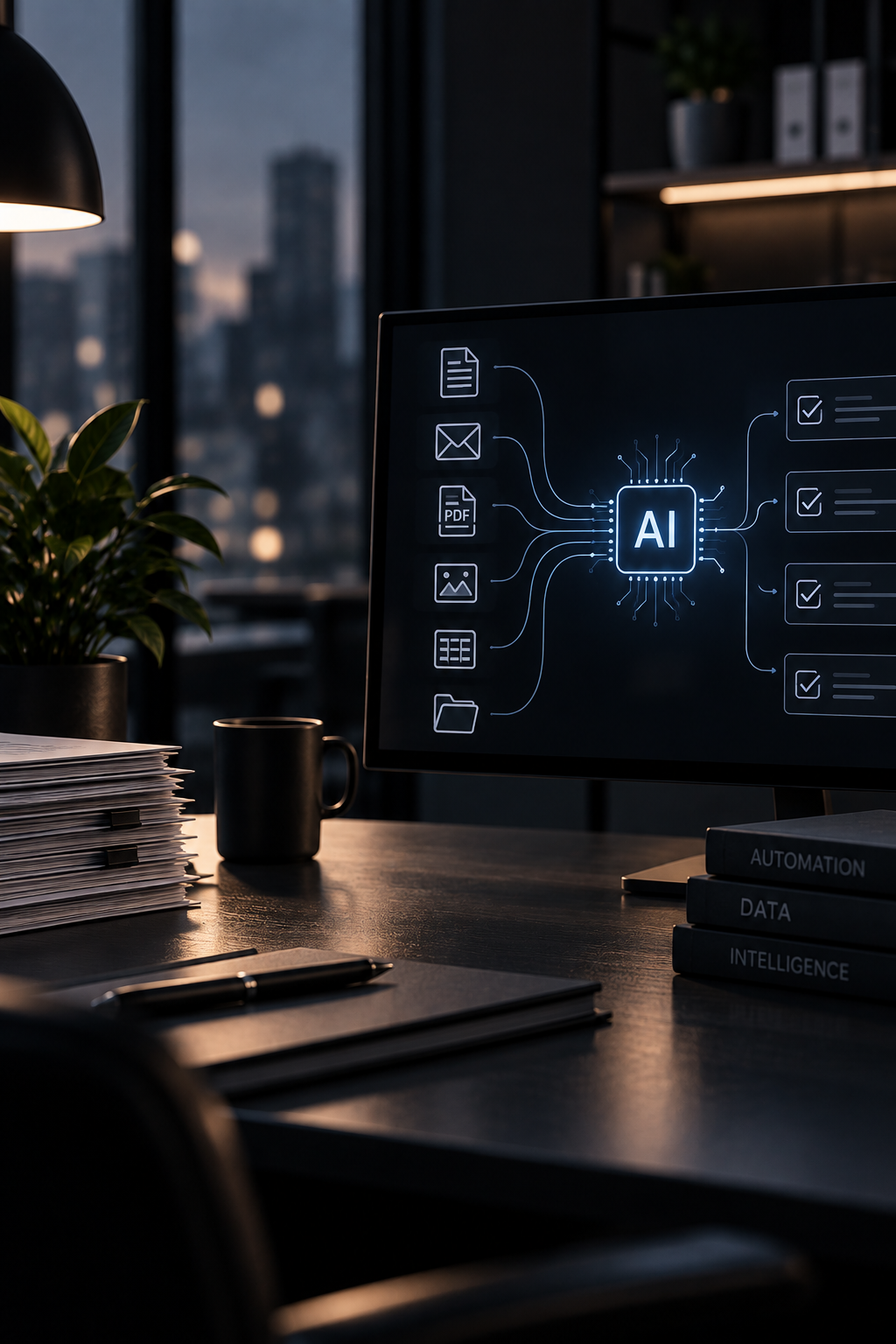 KI-Automatisierung: eingehende Dokumente werden automatisch erkannt und in strukturierte Aufgaben umgewandelt